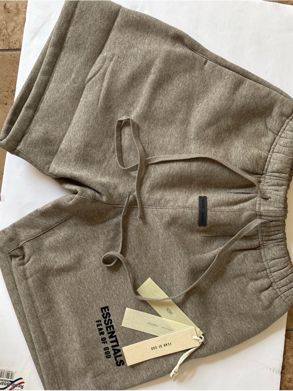 Essentials Fear of God Taupe Elastic-Waist Sweat Shorts